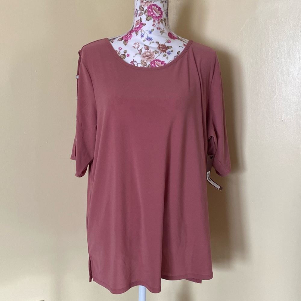 NWT Love Scarlett Pink Blouse 1X